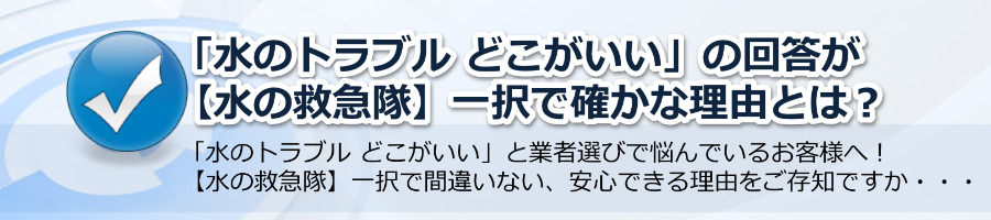 【水の救急隊】「水のトラブル」「どこがいい」の回答が一択の理由？